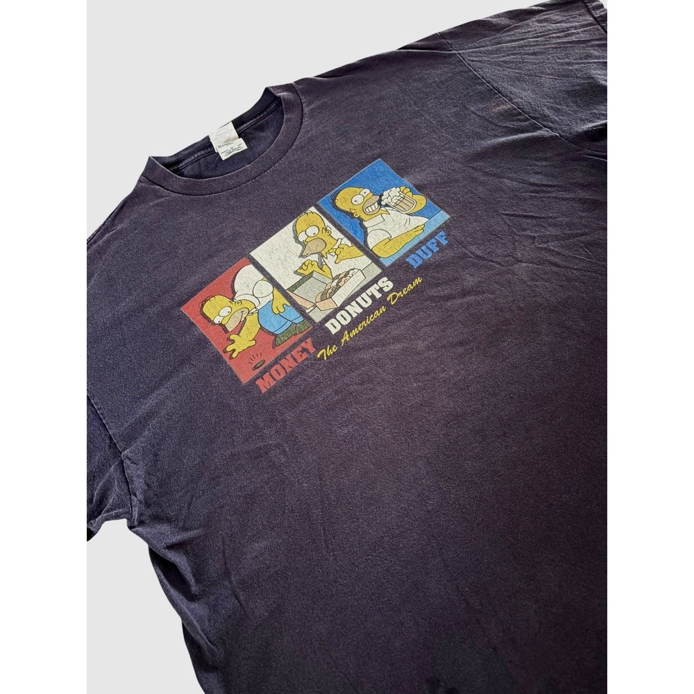 Vintage Simpsons Homer Simpson Mens XL Blue Delta Money Donuts Duff Tee 90s